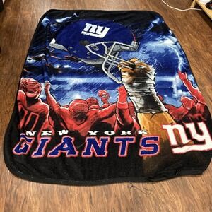 Vntg New York Giants NFL Fleece Throw Blanket 75x56 Soft Rare